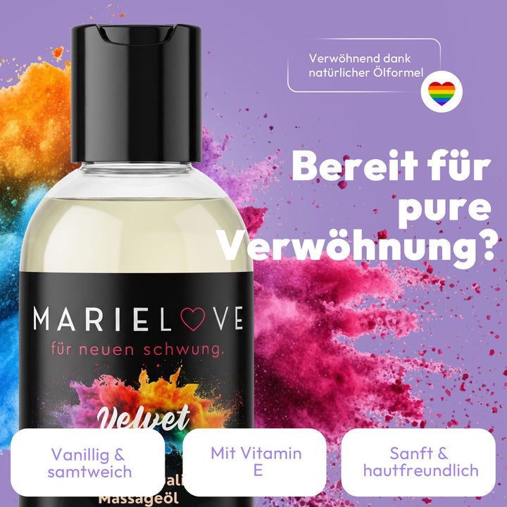 Marielove Velvet Premium Massageöl mit Vanille-Aroma, 200 ml