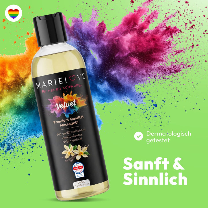 Marielove Velvet Premium Massageöl mit Vanille-Aroma, 200 ml
