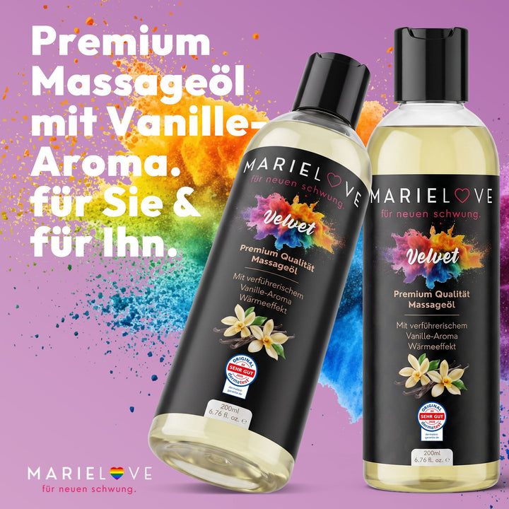 Marielove Velvet Premium Massageöl mit Vanille-Aroma, 200 ml