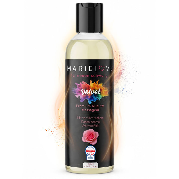 Marielove Velvet Premium Massageöl mit Rosen-Aroma, 200 ml