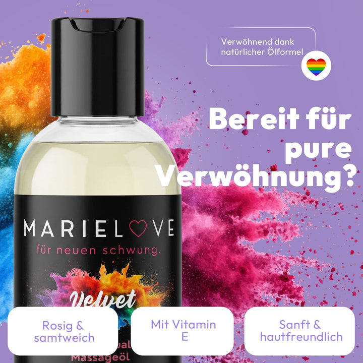 Marielove Velvet Premium Massageöl mit Rosen-Aroma, 200 ml