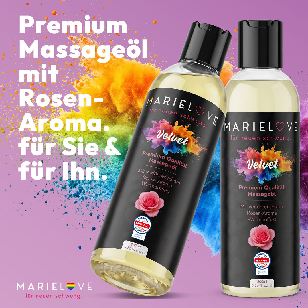 Marielove Velvet Premium Massageöl mit Rosen-Aroma, 200 ml