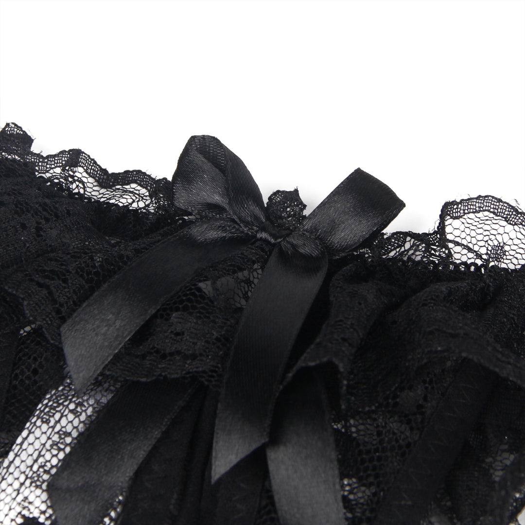 Sexy Schwarze Open-Crotch Spitze Panty, 88% Nylon, 12% Spandex, verführerisch