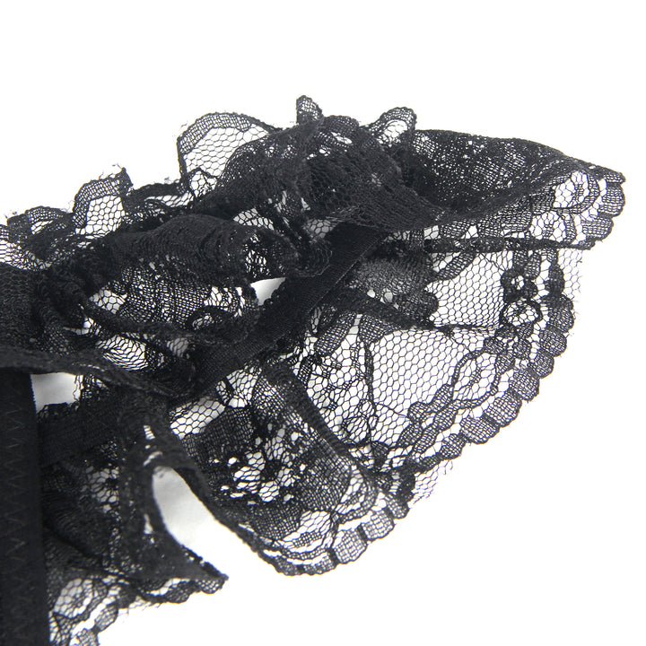 Sexy Schwarze Open-Crotch Spitze Panty, 88% Nylon, 12% Spandex, verführerisch