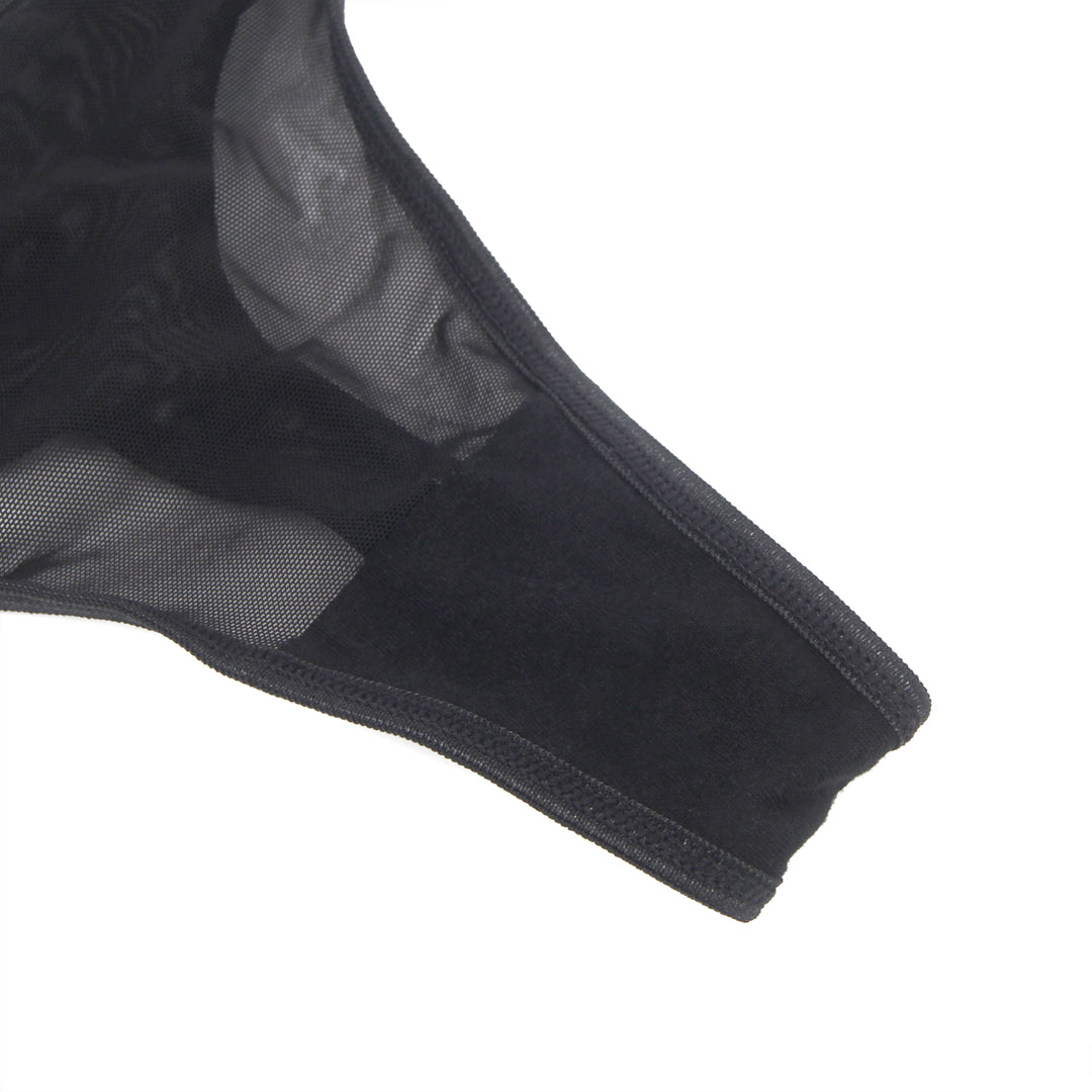 Sexy Schwarze Spitzen-Garter-Panty mit Metall-Clips, 88% Nylon, 12% Spandex, verstellbar