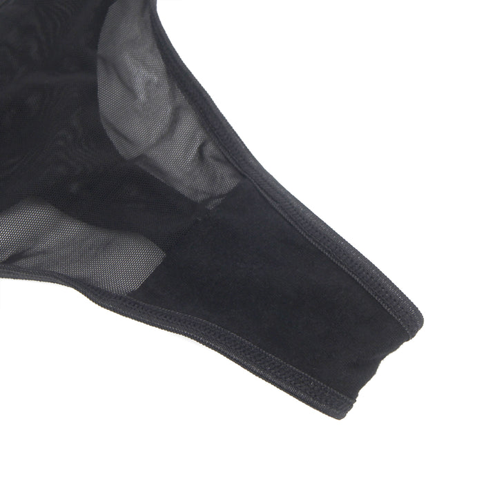 Sexy Schwarze Spitzen-Garter-Panty mit Metall-Clips, 88% Nylon, 12% Spandex, verstellbar