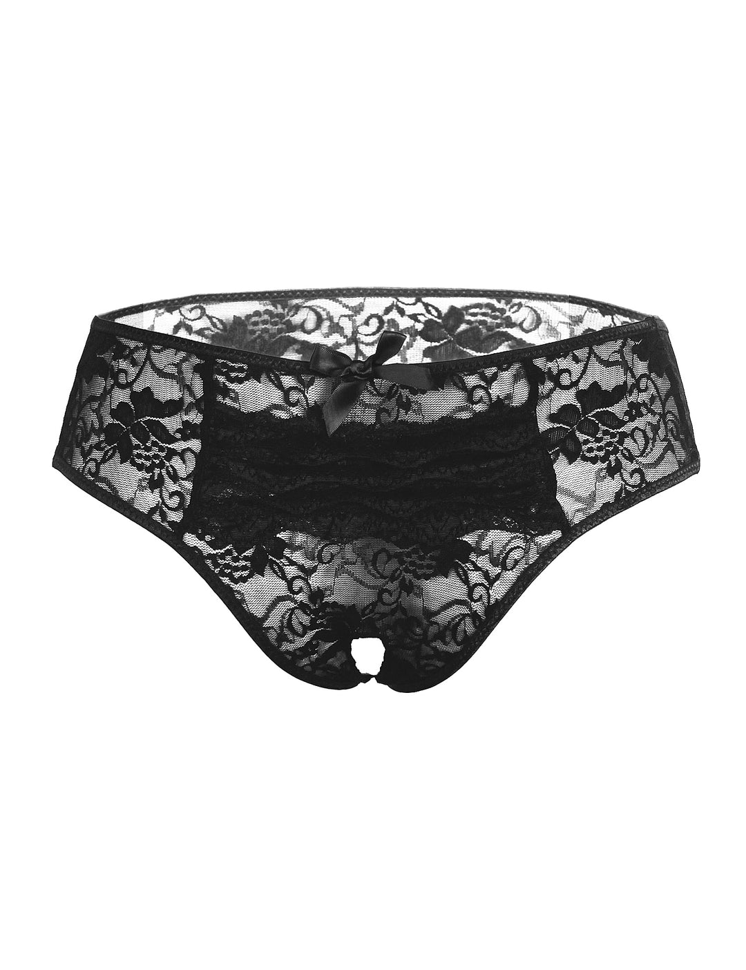 Sexy Schwarze Crotchless Spitze Panty, 88% Nylon, 12% Spandex – verführerisch & dehnbar