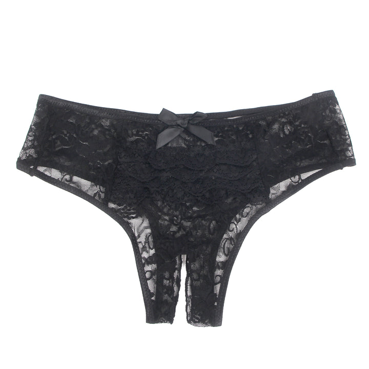 Sexy Schwarze Crotchless Spitze Panty, 88% Nylon, 12% Spandex – verführerisch & dehnbar