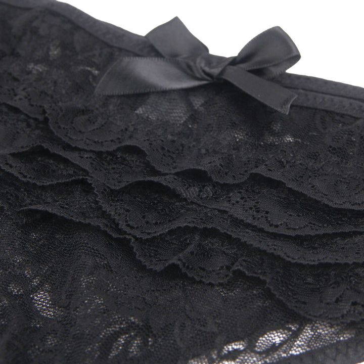 Sexy Schwarze Crotchless Spitze Panty, 88% Nylon, 12% Spandex – verführerisch & dehnbar
