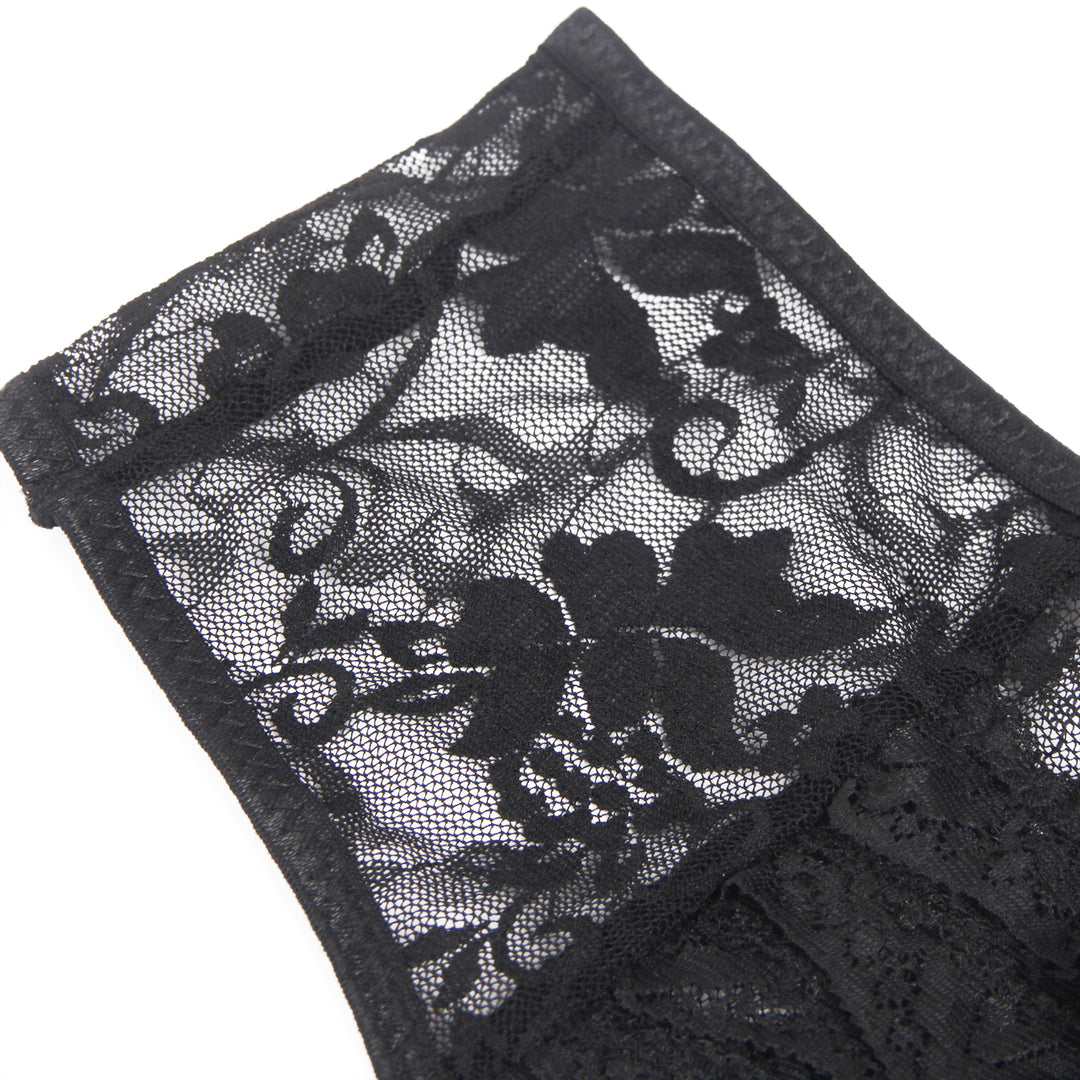 Sexy Schwarze Crotchless Spitze Panty, 88% Nylon, 12% Spandex – verführerisch & dehnbar