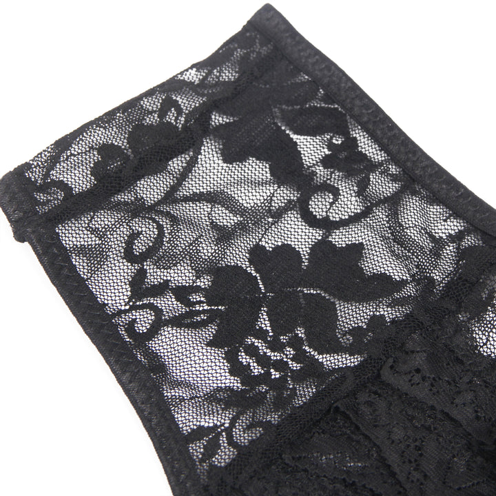 Sexy Schwarze Crotchless Spitze Panty, 88% Nylon, 12% Spandex – verführerisch & dehnbar