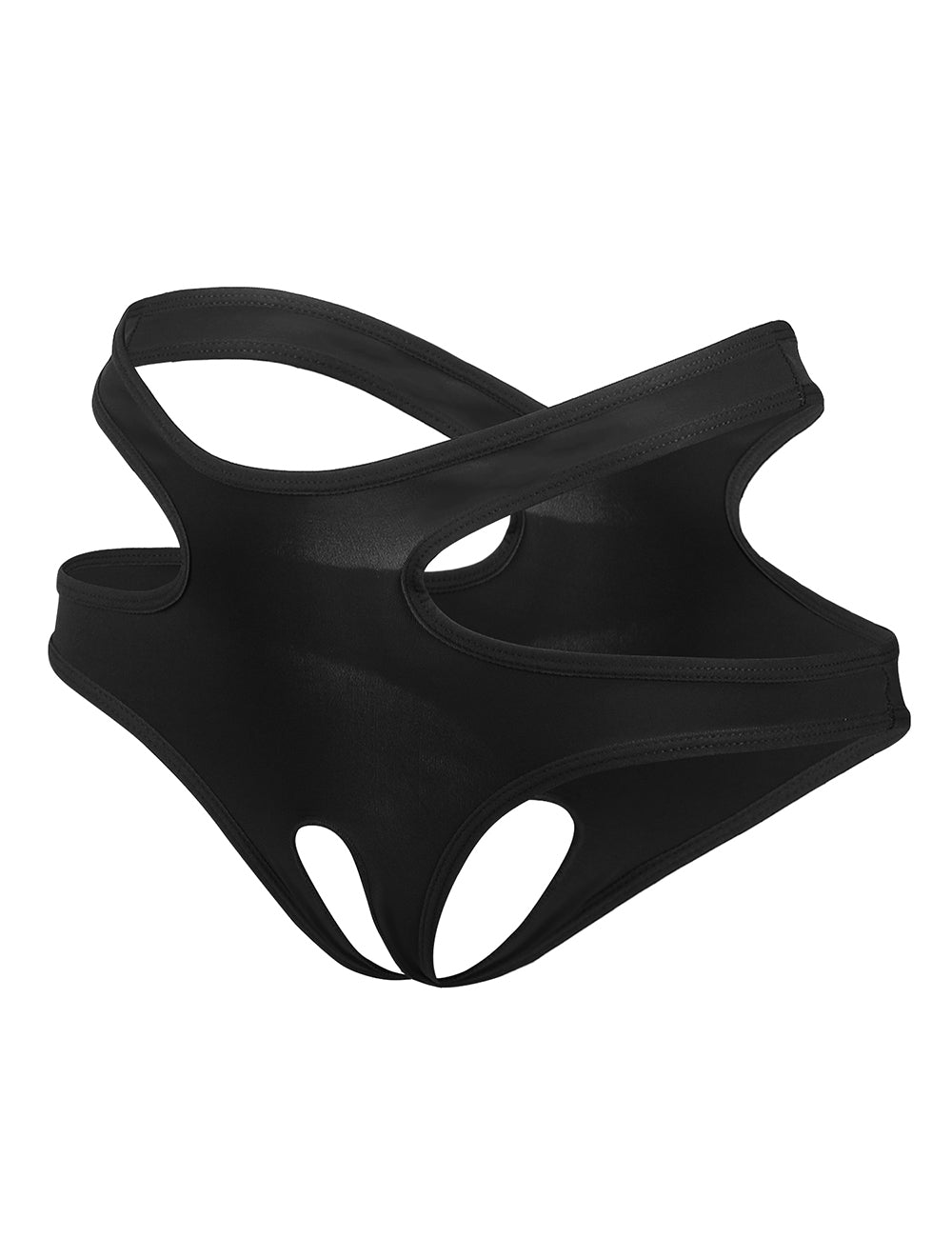 Sexy Schwarze Crotchless Panty mit Cut-Out Design, 88% Polyamid, 12% Elastan