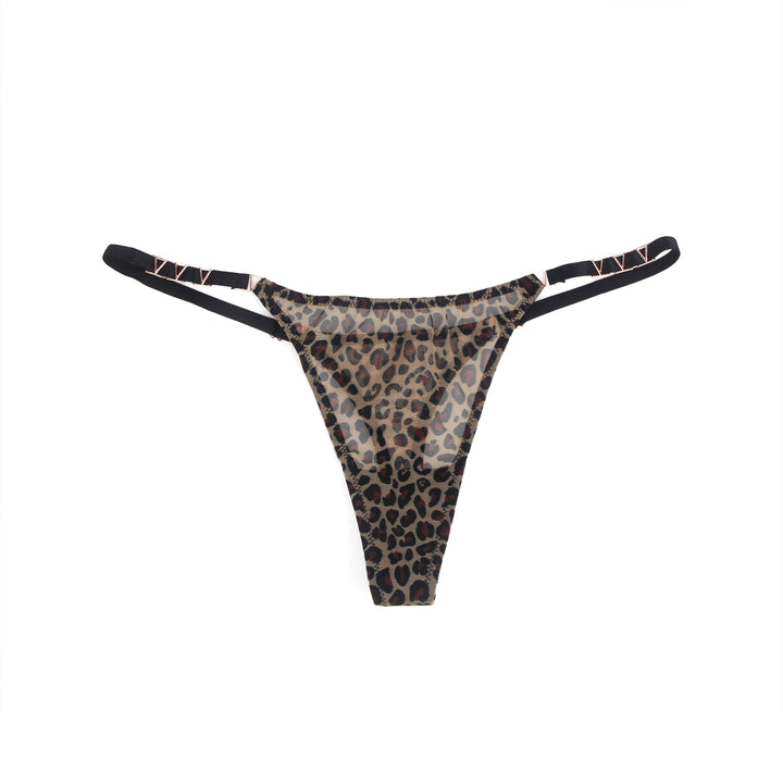 Sexy Leopard Print Mesh String Damen, 88% Polyamid, 12% Elastan, transparent & dehnbar