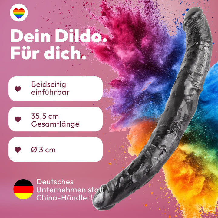 Marielove Doppeldildo Natural Schwarz 35,5cm–beidseitig einführbar