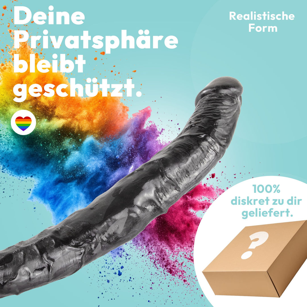 Marielove Doppeldildo Natural Schwarz 35,5cm–beidseitig einführbar