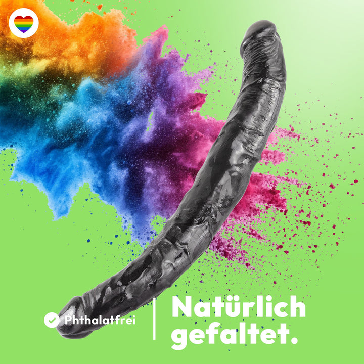 Marielove Doppeldildo Natural Schwarz 35,5cm–beidseitig einführbar