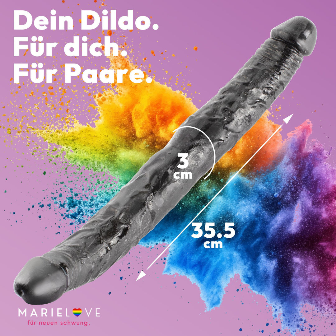 Marielove Doppeldildo Natural Schwarz 35,5cm–beidseitig einführbar