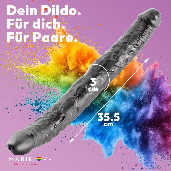 Marielove Doppeldildo Natural Schwarz 35,5cm–beidseitig einführbar
