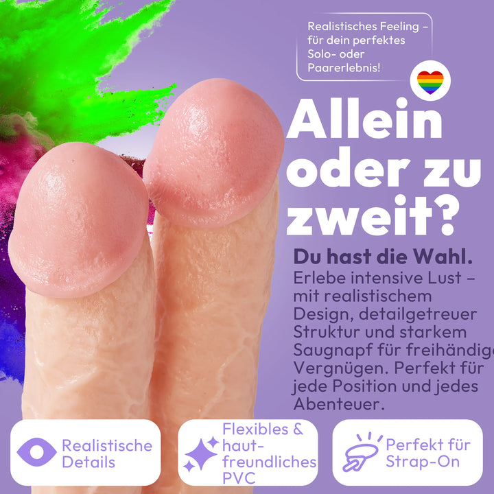 21cm Doppel Dildo no Vibrator Sex Toy Saugnapf Penis Anal PVC 3D Adern Hoden