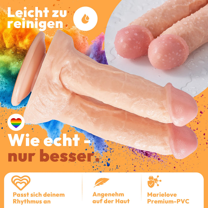 21cm Doppel Dildo no Vibrator Sex Toy Saugnapf Penis Anal PVC 3D Adern Hoden