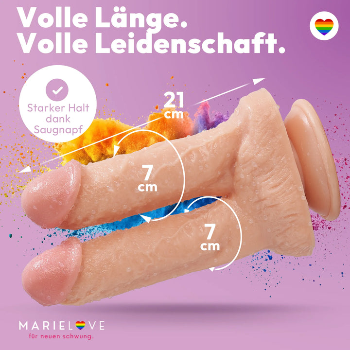 21cm Doppel Dildo no Vibrator Sex Toy Saugnapf Penis Anal PVC 3D Adern Hoden