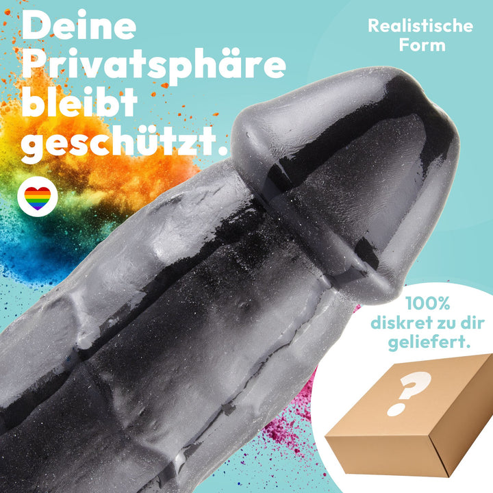Marielove Dildo 20cm Schwarz–Markante Eichel mit Saugnapf Sex Toy