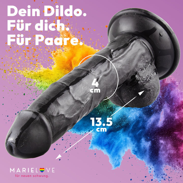 Marielove Dildo 20cm Schwarz–Markante Eichel mit Saugnapf Sex Toy