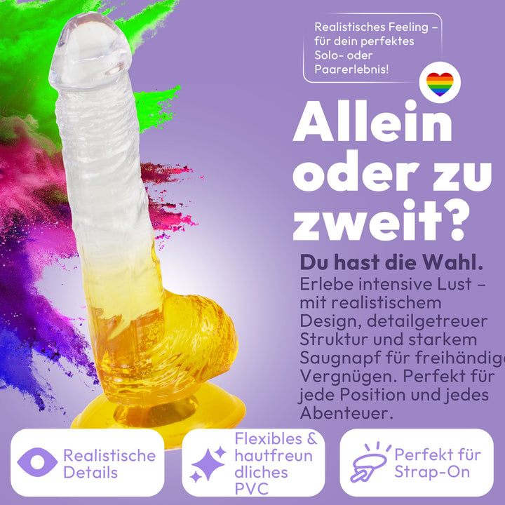 Glatter Dildo mit Saugnapf 20 cm 4 Farben