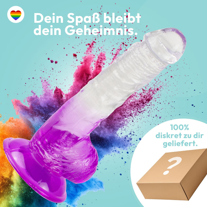 Glatter Dildo mit Saugnapf 20 cm 4 Farben