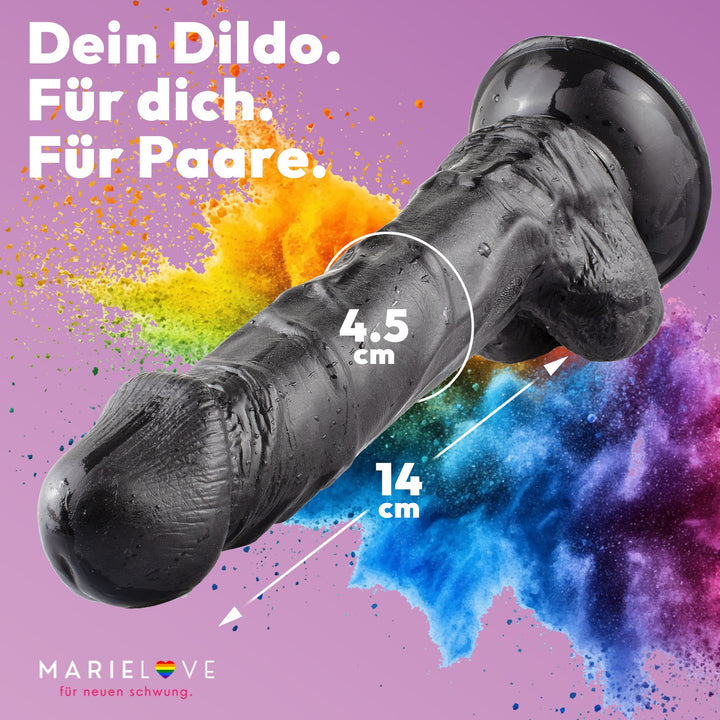 Marielove Dildo Schwarz 21cm mit markanter Eichel & Venenstruktur