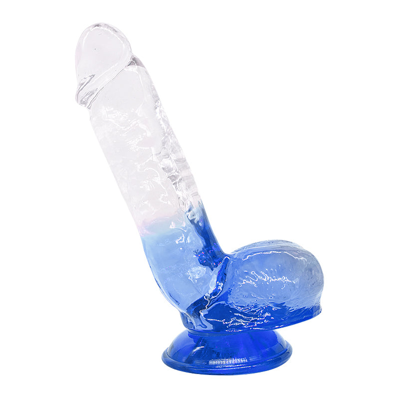 Dildo aus phthalatfreiem PVC, Größe M (22,5 cm Gesamtlänge, 5 cm Durchmesser) – realistischer Dildo in Gelb, Rot, Lila & Blau, wasserdicht, körperfreundliches Material, hautfreundlich