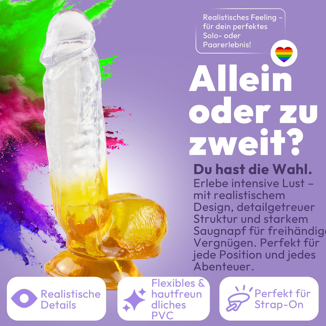 Stark gebogener Dildo mit Saugnapf 22,5 cm