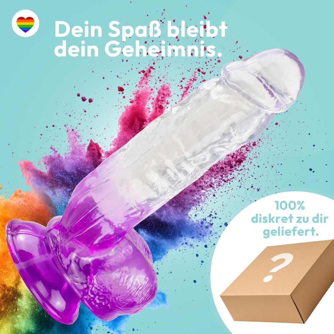 Stark gebogener Dildo mit Saugnapf 22,5 cm