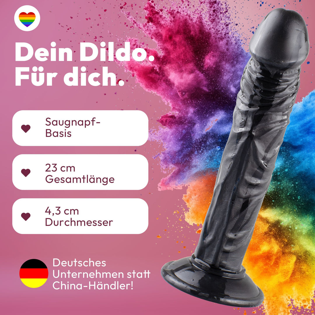 Marielove Dildo Schwarz 23cm–Venenstruktur & Saugnapf