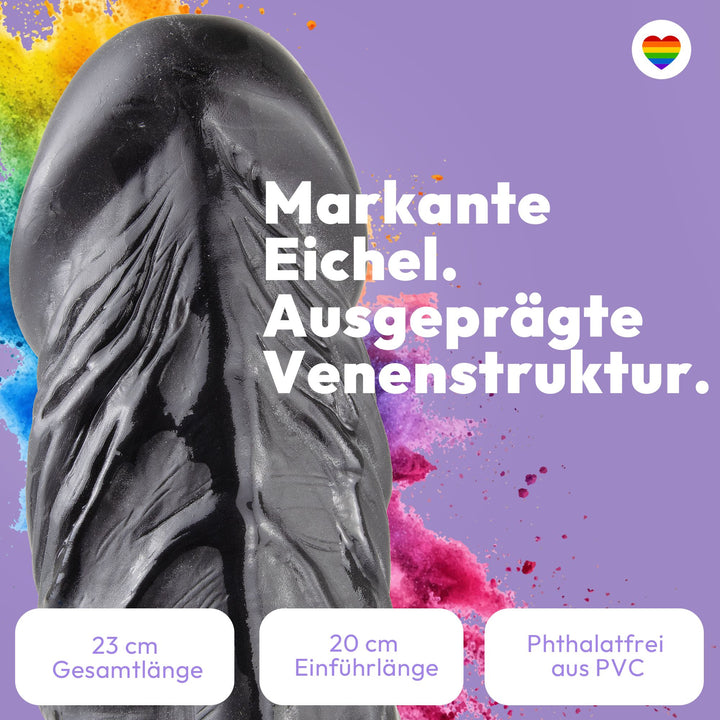 Marielove Dildo Schwarz 23cm–Venenstruktur & Saugnapf