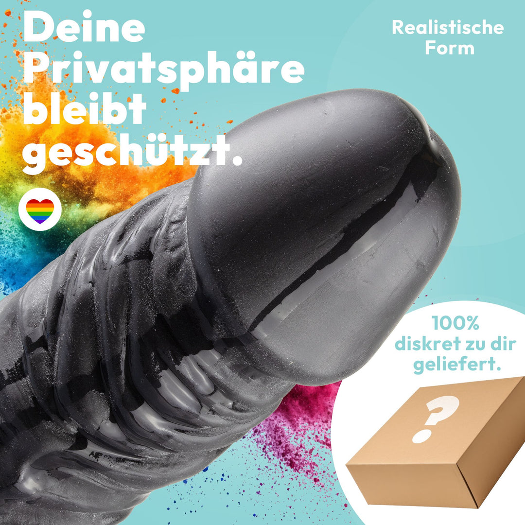 Marielove Dildo Schwarz 23cm–Venenstruktur & Saugnapf