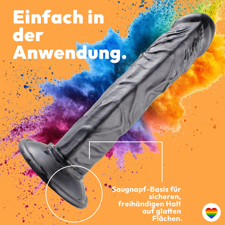 Marielove Dildo Schwarz 23cm–Venenstruktur & Saugnapf