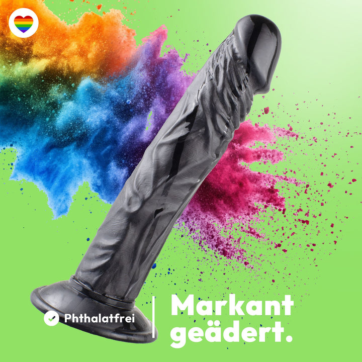 Marielove Dildo Schwarz 23cm–Venenstruktur & Saugnapf