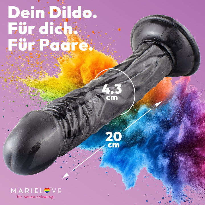 Marielove Dildo Schwarz 23cm–Venenstruktur & Saugnapf