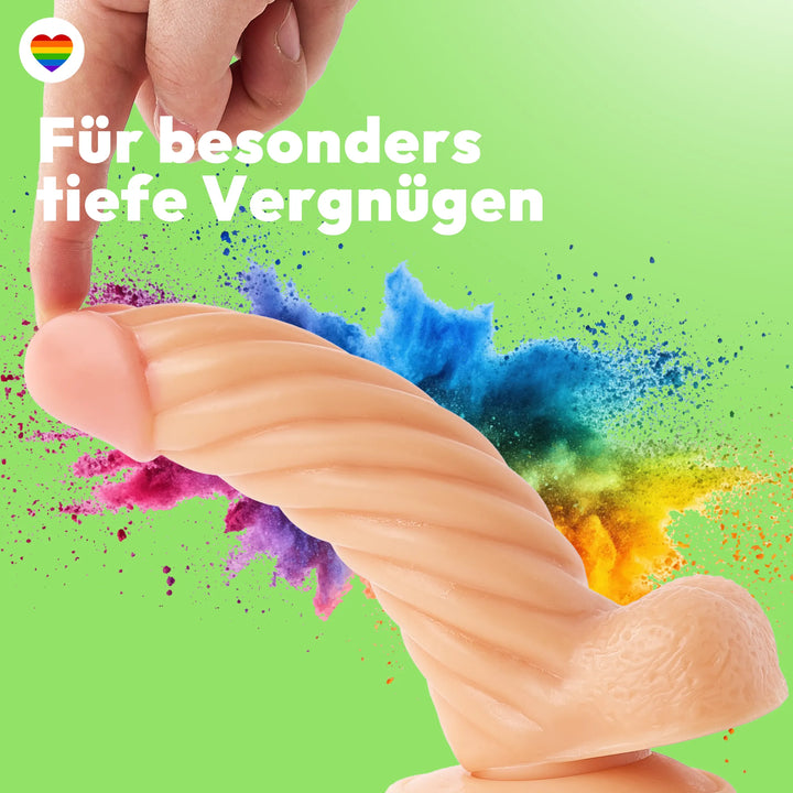 22cm Dildo no Vibrator Sex Toy Saugnapf Penis Anal PVC 3D Adern Hoden gewellt