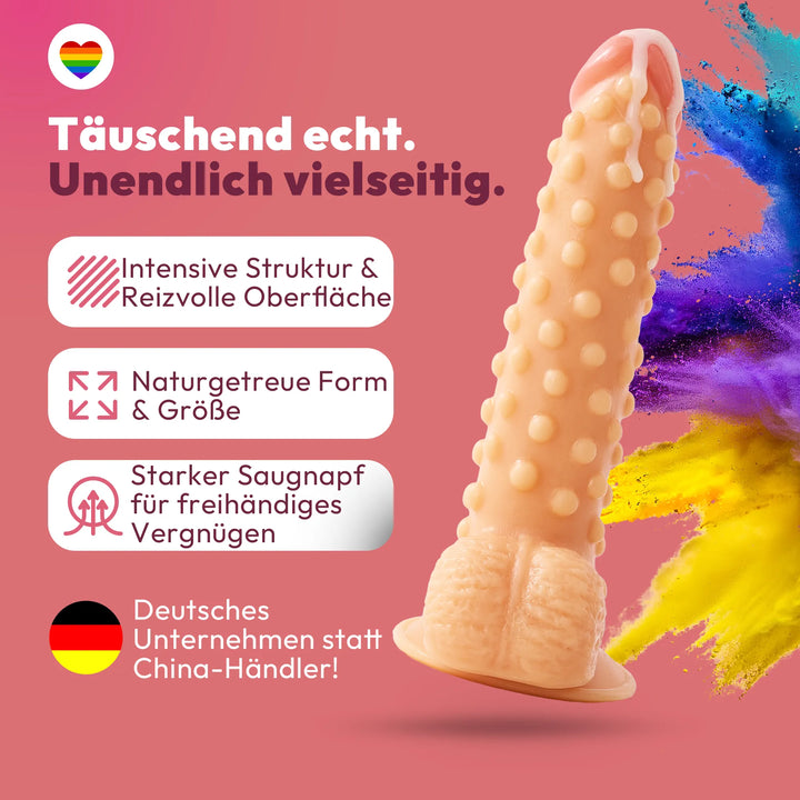 marielove realistischer 24cm Saugnapfdildo mit Hoden und Noppen