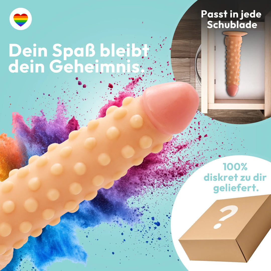 marielove realistischer 24cm Saugnapfdildo mit Hoden und Noppen