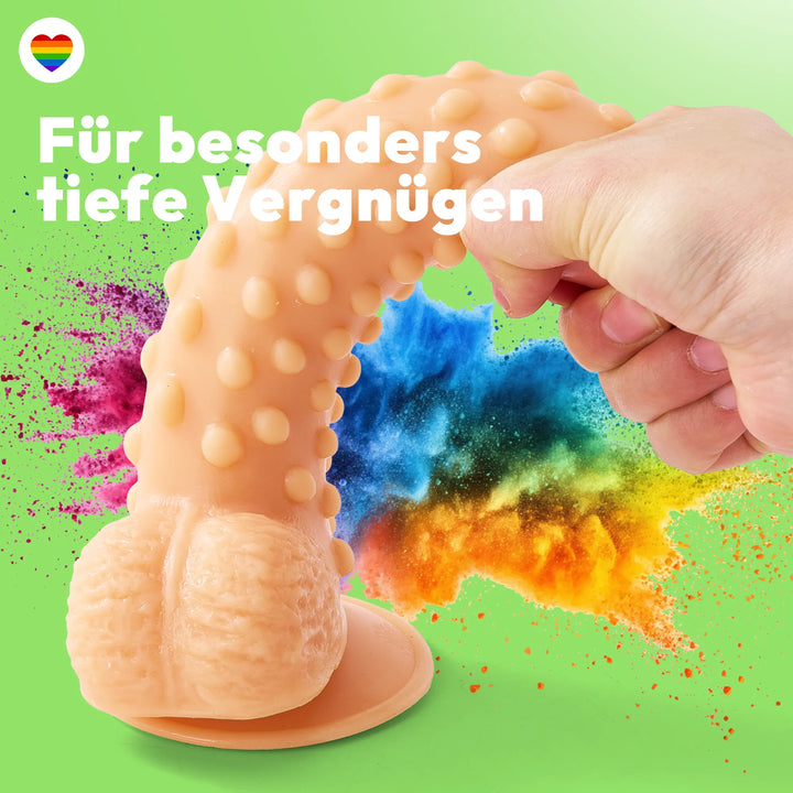 marielove realistischer 24cm Saugnapfdildo mit Hoden und Noppen