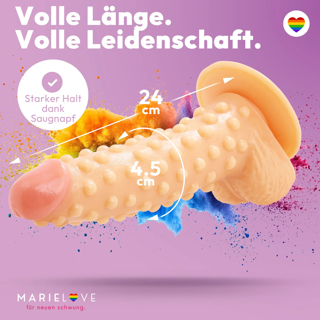 marielove realistischer 24cm Saugnapfdildo mit Hoden und Noppen