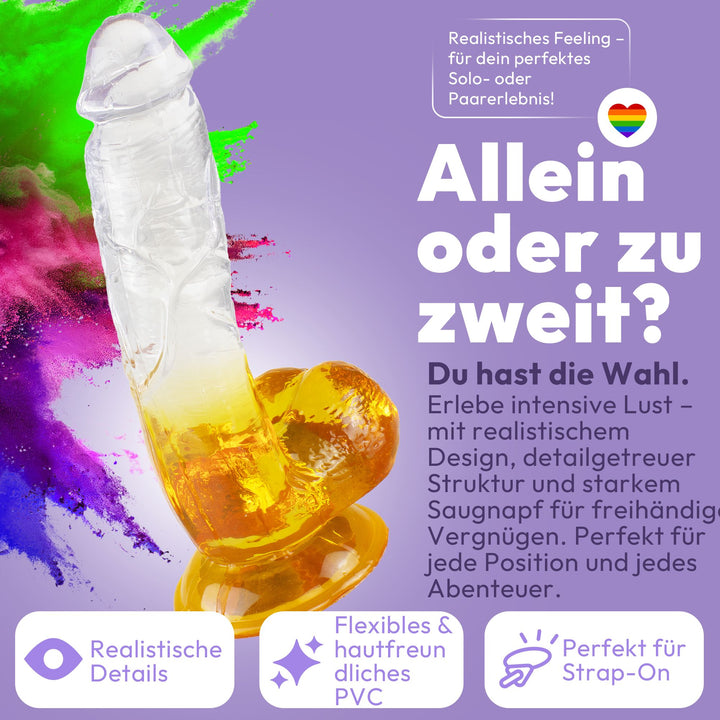 Gebogener Dildo mit Saugnapf 21,5 cm 4 Farben