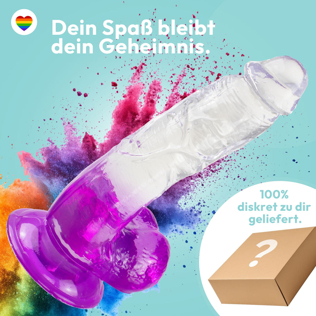Gebogener Dildo mit Saugnapf 21,5 cm 4 Farben