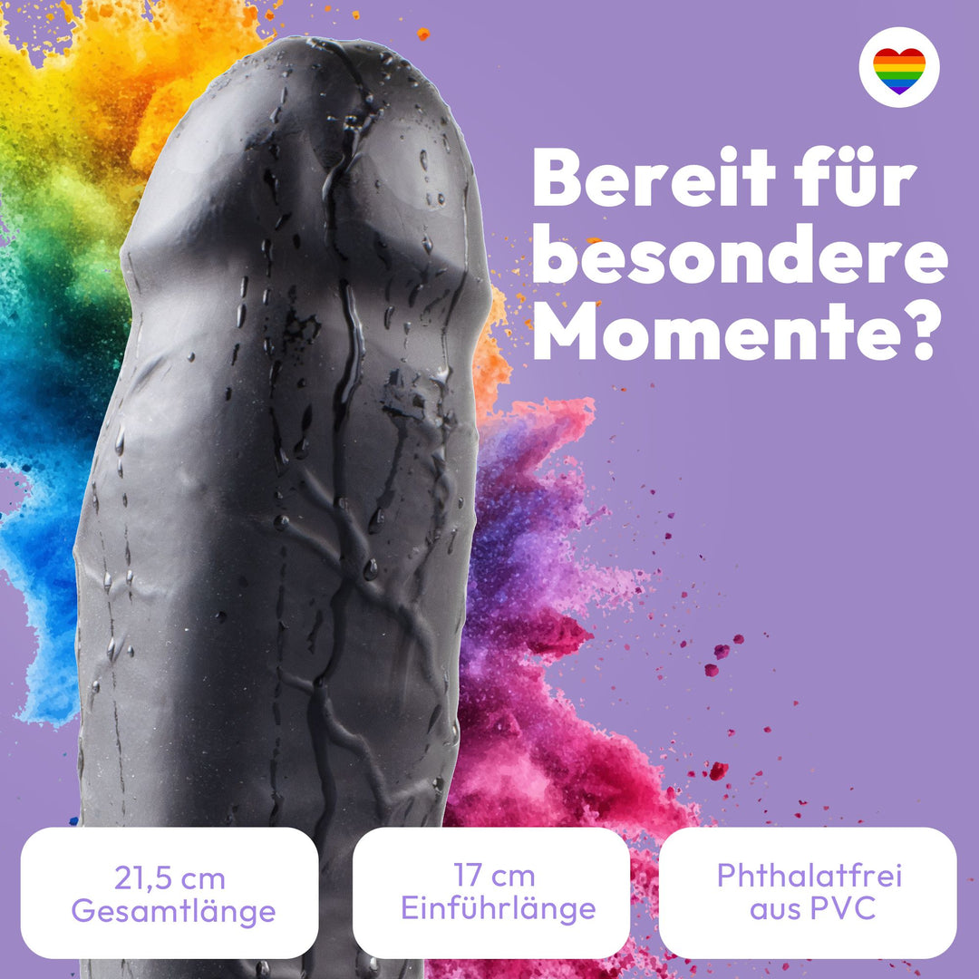 Marielove Dildo 21,5 cm Realistisch mit Saugnapf-Basis, Schwarz