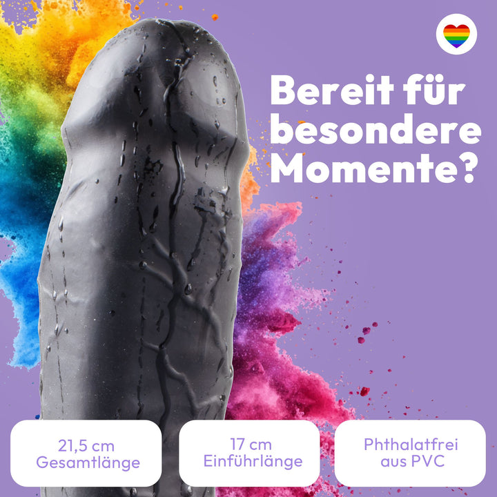 Marielove Dildo 21,5 cm Realistisch mit Saugnapf-Basis, Schwarz