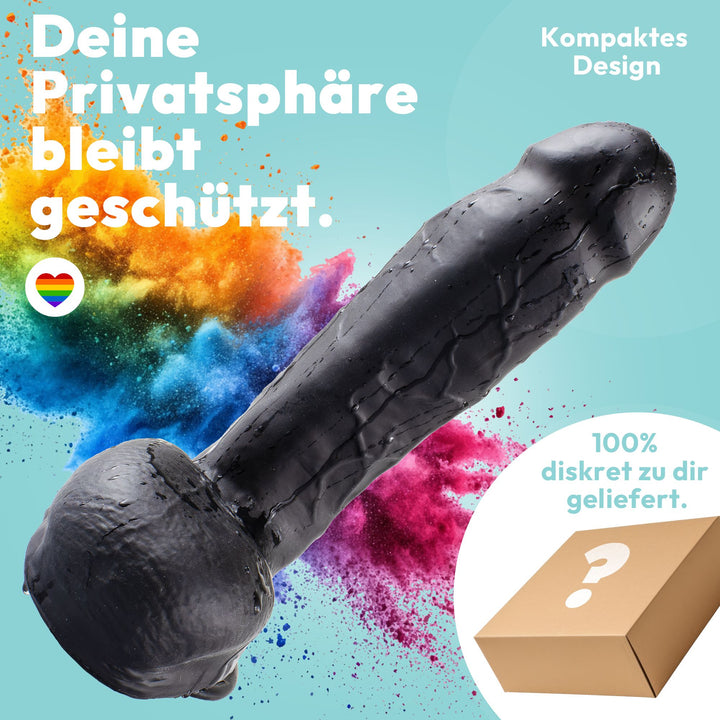 Marielove Dildo 21,5 cm Realistisch mit Saugnapf-Basis, Schwarz