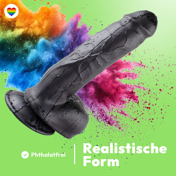 Marielove Dildo 21,5 cm Realistisch mit Saugnapf-Basis, Schwarz